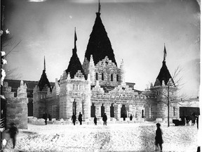 The ice palace in Montreal, Quebec, 1883.