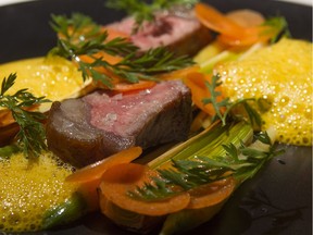 The sliced sirloin steak at Accords le Bistro was given a dramatic presentation.