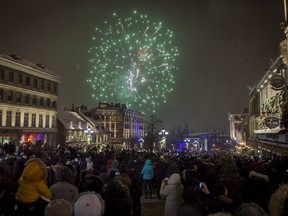 Outdoor party: Fireworks are final touch at New Year's Eve Celebration at Place Jacques-Cartier and the Old Port of Montreal.