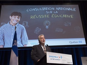 Quebec Premier Philippe Couillard speaks at the beginning of a national consultation on education Thursday, December 1, 2016 in Quebec City.