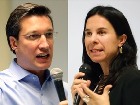 Projet Montréal leadership candidates Guillaume Lavoie and Valérie Plante.