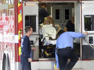 A shooting victim arrives at Broward Health Trauma Center in Fort Lauderdale, Fla., Friday, Jan. 6, 2017. (Taimy Alvarez/South Florida Sun-Sentinel via AP)
