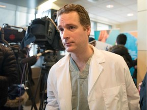The head of the trauma program at l'Enfant-Jesus Hospital, Julien Clément updated the press on the mosque shooting victims who remain in critical condition in Quebec City Jan. 31, 2017.