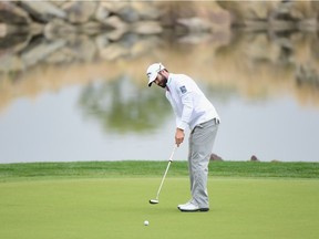 Adam Hadwin of Canada putts on the 17th hole during the final round of the CareerBuilder Challenge in partnership with The Clinton Foundation at the TPC Stadium Course at PGA West on Sunday, Jan. 22, 2017, in La Quinta, Calif.