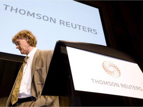 Thomson Reuters chairman David Thomson prepares to speak at the company's annual general meeting of shareholders in Toronto in a May 14, 2010, file photo.