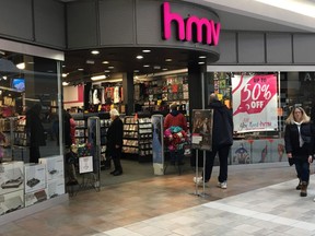 HMV in the Cataraqui Centre in Kingston, Ont. on Sunday January 29, 2017. HMV announced on Friday, Jan. 27 that all of their 102 stores in Canada will be closing.