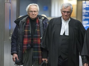 Jacques Corriveau arrives at the Montreal courthouse with his lawyer, Gerald Souliliere, Wednesday, Jan. 25, 2017 in Montreal.