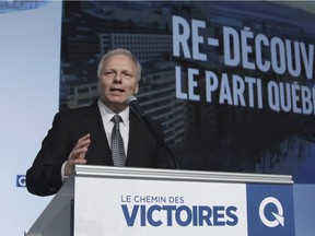 PQ Leader Jean-François Lisée delivers his opening speech on the first day of the Parti Québécois national council meeting in Quebec City on Saturday, Jan. 14, 2017.