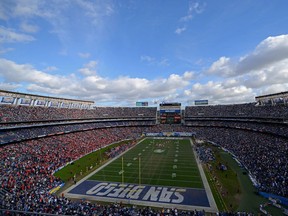 A general view of the San Diego Chargers vs. Kansas City Chiefs game, en route to the Chiefs 37-27 win over the Chargers at Qualcomm Stadium on January 1, 2017 in San Diego, California.