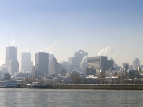 Haze hungs over downtown Montreal on a sunny Saturday, December 19, 2009 as the city was under an Environment Canada-issued smog alert.