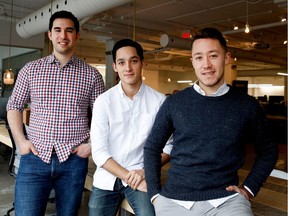 From left: Paul Shenouda, Mathieu Poirier and Philippe Poirier are co-founders of Hexa Foods, which makes premium dog treats with cricket flour as the primary ingredient.