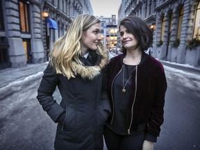 “My films are always about people trying to live, and finding it very difficult,” says Nelly writer-director Anne Émond, right, with lead actor Mylène Mackay. “People trying to find their happy place and not being able to.”