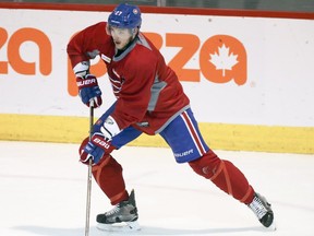 Alex Galchenyuk practises at the Bell Sports Complex in Brossard on Sunday January 15, 2017.