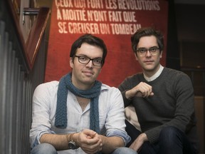 Simon Lavoie, left, and Mathieu Denis envisioned Ceux qui font les révolutions à moitié n'ont fait que se creuser un tombeau as a movie free from limitations. “Our characters refuse convention and norms,” Denis says. “Our film had to reflect that.”