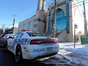 Police presence outside the Islamic Centre of Quebec in Ville St-Laurent, Jan. 30, 2017.