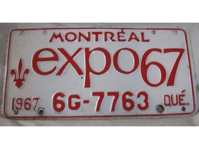 Expo 67 logo adorned the licence plates of that year.