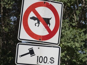 A "no dogs allowed" sign.
