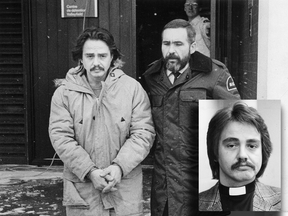 Sect leader Raymond Steele leaves a Quebec courthouse in Valleyfield after he was arraigned in the death of Linda Quinn Jan. 23, 1985.