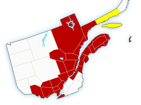 Winter weather warnings were issued for most of Southern Quebec Jan. 3, 2017.