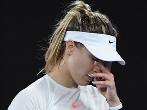 Westmount's Eugenie Bouchard lost to Coco Vandeweghe of the U.S. during their women's singles third round match on day five of the Australian Open tennis tournament in Melbourne Jan. 20, 2017.