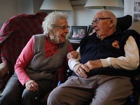 Vera Lemay and Gerry Armstrong at the English-language CHSLD Wales Home Richmond, Eastern Townships.