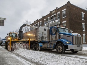 Snow-removal operation in Montreal in December 2016.