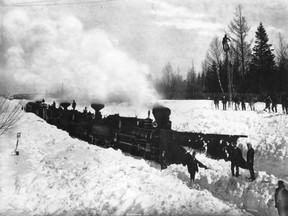 A Grand Trunk Railway train in Chaudière-Appalaches, near Quebec City, in 1869.