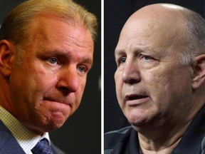 Former Montreal Canadiens head coach Michel Therrien (left) and ex-Boston Bruins head coach Claude Julien who is replacing him.