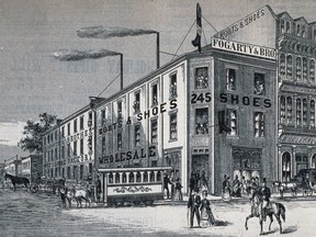 Fogarty & Bros. wholesale and retail shoe factory and shop, was at the corner of Ste. Catherine St. and St. Laurent Blvd.