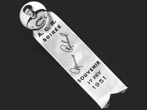 Souvenir from a Canadiens game at the Montreal Forum, on Feb. 17, 1951, in which Maurice (The Rocket) Richard was honoured in between periods.