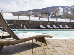 Guests can swim and soak outdoors at the Burke Mountain Hotel & Conference Centre in Burke, Vt.