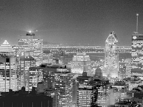 Montreal skyline at night viewed from Mount Royal in 1994.