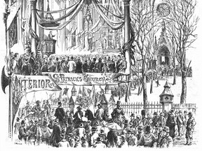 Illustration of St. Patrick's Day celebrations in Montreal in an 1879 issue of the Canadian Illustrated News.