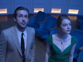 This image released by Lionsgate shows Ryan Gosling, left, and Emma Stone in a scene from, &ampquot;La La Land.&ampquot; From a jazzy Ryan Gosling to a Montreal team behind &ampquot;Arrival&ampquot; and a trio of animators, there&#039;s a healthy dose of Canuck amongst this year&#039;s Oscar nominees. THE CANADIAN PRESS/AP, Dale Robinette, Lionsgate