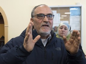 Quebec City Mosque vice-president Mohamed Labidi speaks to reporters in Quebec City on Wednesday, February 1, 2017.