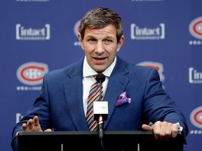 Montreal Canadiens general manager Marc Bergevin speaks to the media in Montreal on Wednesday February 15, 2017.