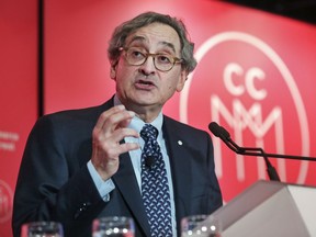 Michael Sabia, head of the Caisse de dépôt et placements du Québec speaks to the Montreal Chamber of Commerce in Montreal Wednesday Feb. 22, 2017.