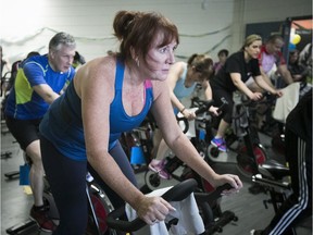 Vaudreuil-Dorion resident Mei-Lin Yee, a stage 4 metastatic breast cancer survivor, co-ordinated and participated in the Great Spin event at École secondaire Des Sources in Dollard-des-Ormeaux on Saturday, Feb.25. About 60 people took up the spinning challenge, which raised about $36,000 for the Canadian Cancer Society.