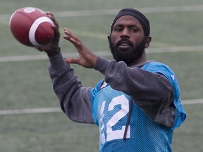 Montreal Alouettes quarterback Rakeem Cato during practice in Montreal on Thursday October 13, 2016.