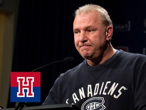 Former Canadiens coach Michel Therrien speaks to media during 2016 news conference.
