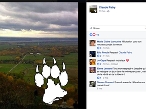 Claude Patry updated his profile picture on Facebook Feb. 17, 2017. The wolf-paw is the logo of La Meute (the wolf pack), a secret anti-Muslim Facebook group in Quebec of 43,000 members.