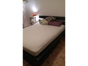 Outreach organization AJOI used Facebook to gather donations including this bed to furnish a man's mostly-empty apartment.