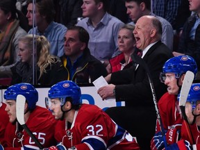 Canadiens head coach   Claude Julien shouts instructions in game against the Winnipeg Jets at the Bell Centre on Feb. 18, 2017.   It was Montreal's first game back from a brutal bye week for NHL teams.