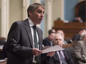 "Doing nothing is not an option," said Rousseau MNA Nicolas Marceau, representing the Parti Québécois on the National Assembly's public finances committee. He is seen here replying to the budget speech Tuesday, March 28, 2017 at the legislature in Quebec City.