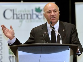 Conservative leadership candidate Kevin O'Leary speaks to the London Chamber of Commerce at the London Convention Centre on Tuesday March 7, 2017.