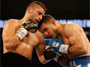 David Lemieux won two bouts last year, including stopping Glen Tapia, right, in the fourth round in Las Vegas in May.