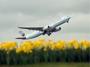 An Air Canada plane taking off from London's Heathrow airport.