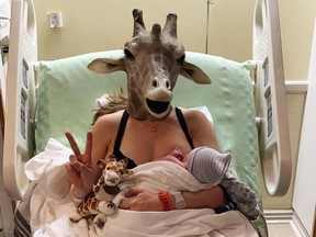 A South Carolina mom whose impression of a livestreamed pregnant giraffe at an upstate New York zoo gave birth to her own baby in March 2017.