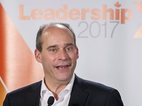 NDP leadership candidate Guy Caron speaks during a leadership debate in Montreal, Sunday, March 26, 2017.