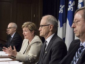 Quebec auditor-general Guylaine Leclerc unveils her report on Wednesday, March 22, 2017 at the legislature in Quebec City.